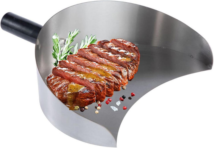 Fleischauffangpfanne Edelstahl BBQ Schaufel (Silber) Handheld Rotisserie Tray Heavy Duty Kebab Catch