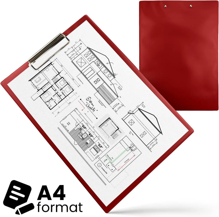 Netuno 10 Stück Klemmbrett A4 farbig sortiert mit Metallclip Schreibplatte aus Hartkunststoff Dokume