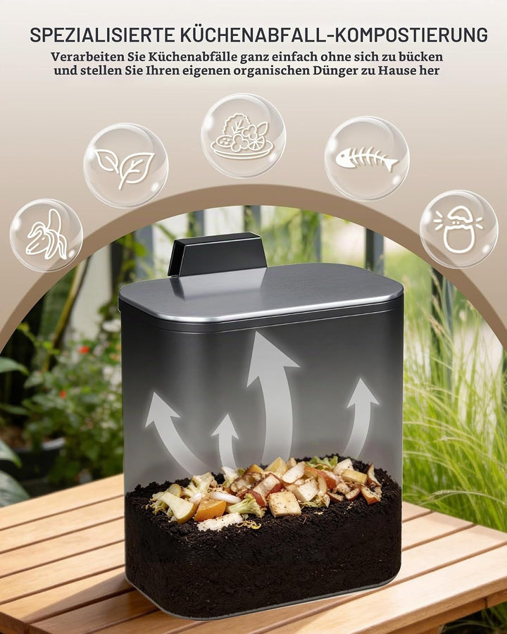 Hzuaneri Mülleimer Küche, 2 x 30 L+7 L, Mülltrennsystem 2 Fächer mit 7 L Komposteimer, Abfalleimer m