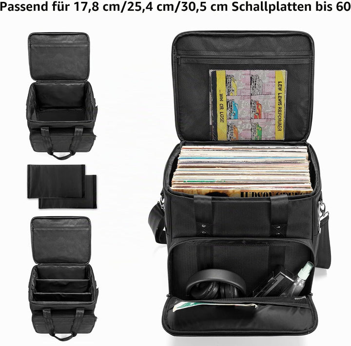 Trunab Rucksack Tasche Schallplatten, Wasserdichtes Nylon Tasche für Vinyl Record LPs Aufbewahrungsb