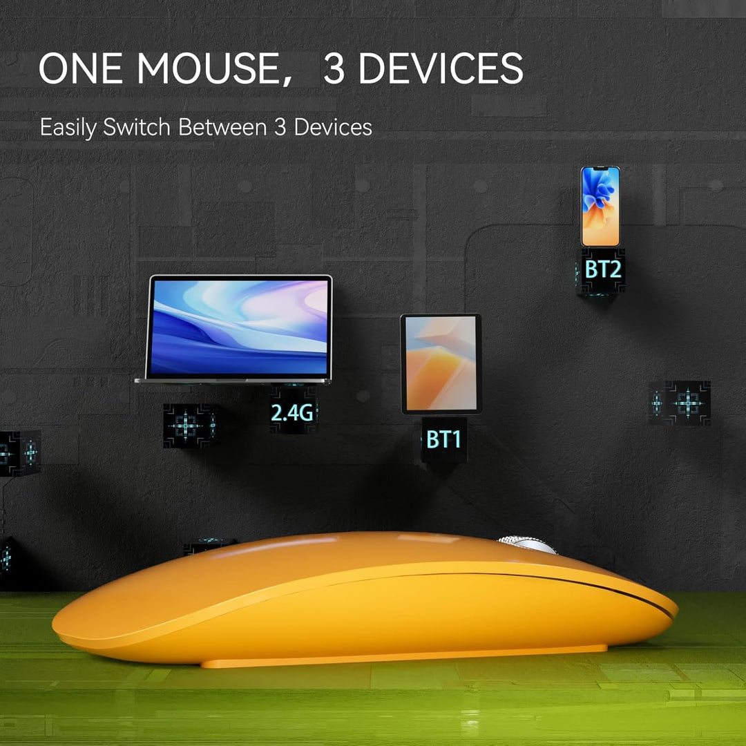 Uiosmuph Bluetooth Maus, Kabellose Maus mit USB-Nano-Empfänger, Tri-Mode (Dual Bluetooth 5.1 + 2.4GH