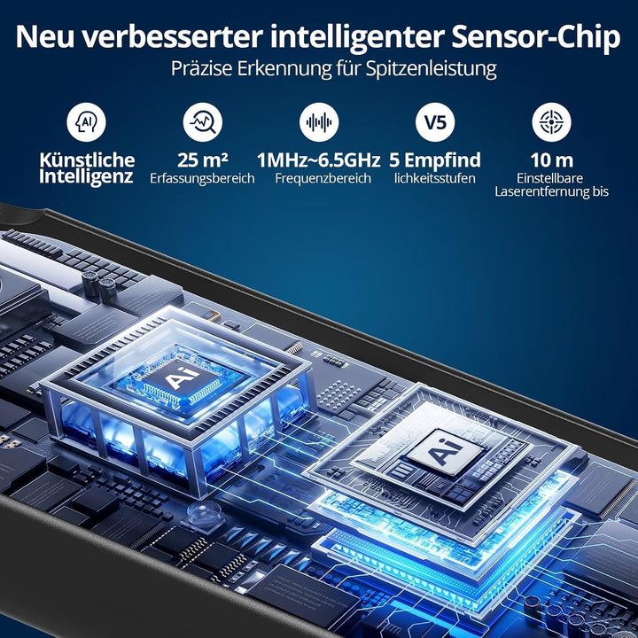 AI 7-in-1 Wanzen Detektor, Versteckte Kamera Detektor, RF Wireless GPS Tracker Finder, Abhörgerätede