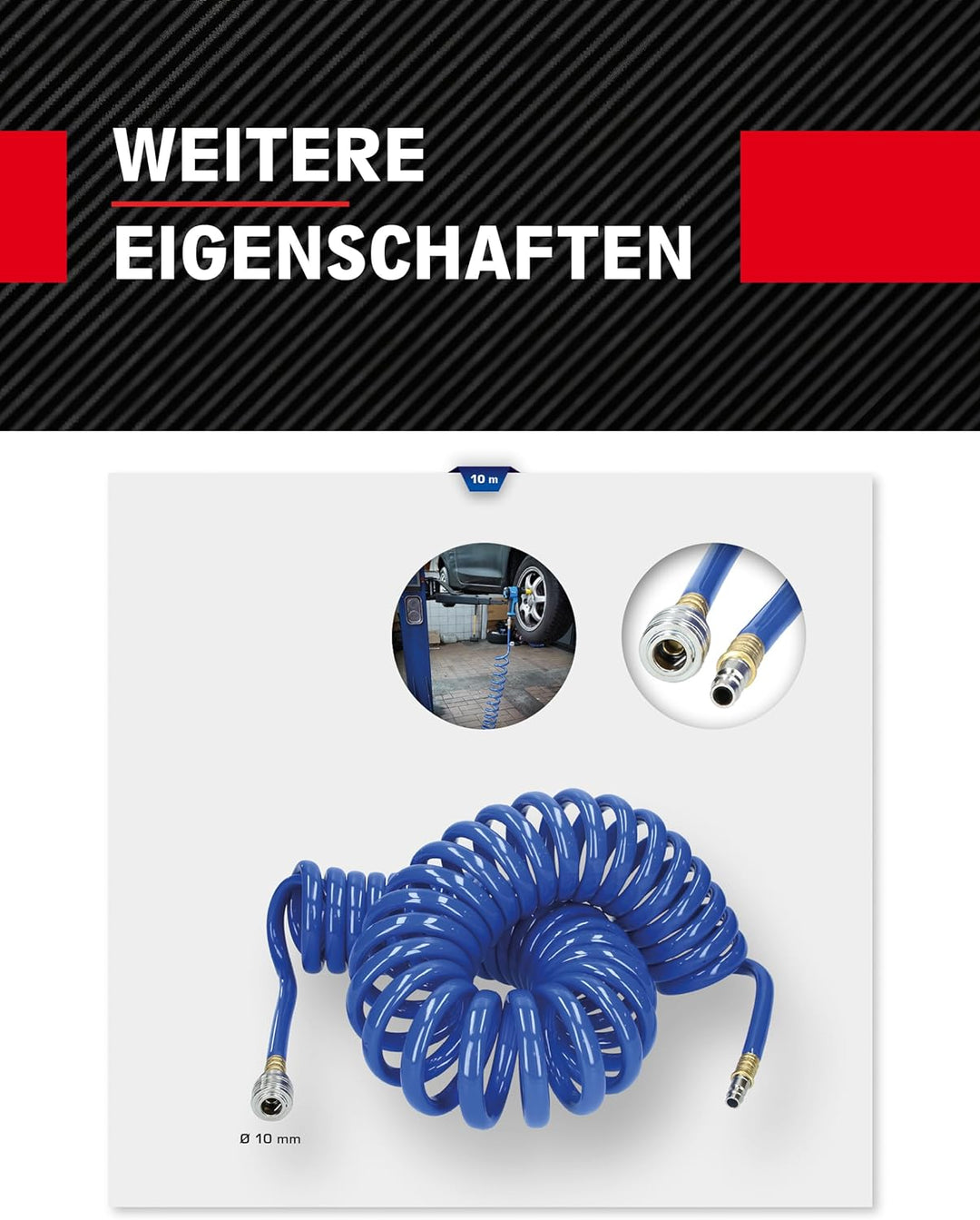 BRILLIANT TOOLS BT160035 Druckluft-Spiralschlauch Ø 10 mm, 10 meter [Powered by KS TOOLS], Ø 10 mm