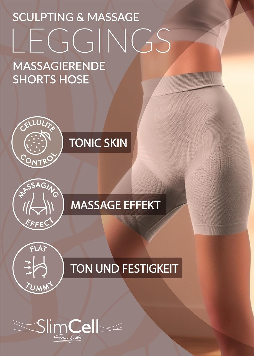 Shapewear Damen Bauchweg Anti Cellulite Hose - Anti Cellulite Leggings, Drenierende Shorts, Nahtlose