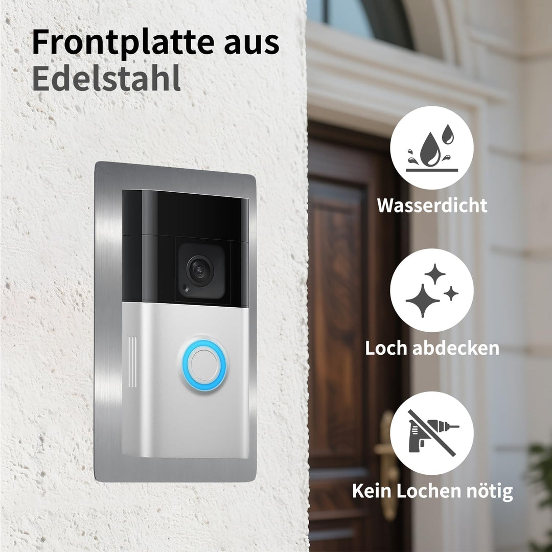 Edelstahl Blende für Ring Videotürklingel/Video Doorbell, Akku 2. Gen, 3 Plus, Pro Battery – Robuste