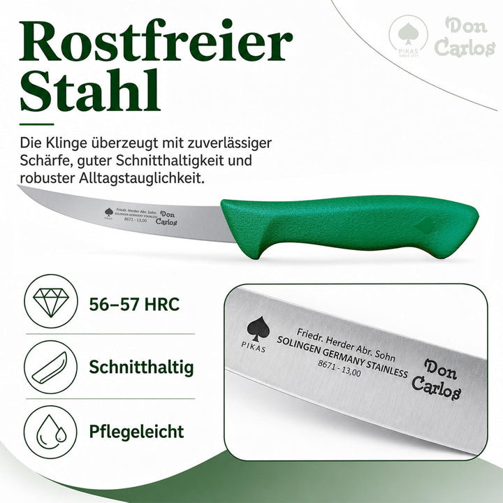 DON CARLOS Ausbeinmesser rostfrei, 56-57 HRC, schmale scharfe Klinge, Kunststoffgriff, Fleischmesser