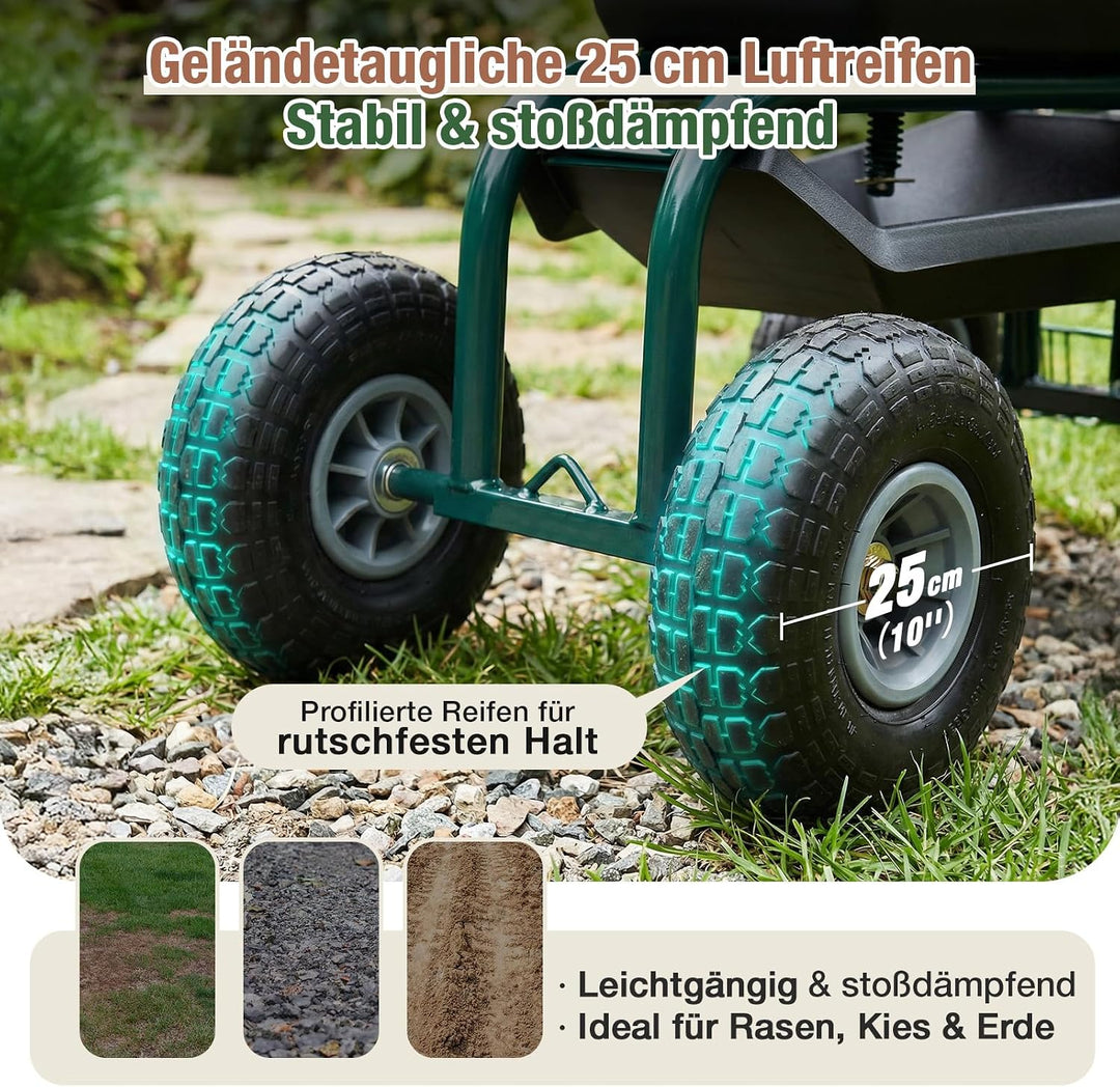 Sekey Gartensitz mit Rollen bis 180kg - Rollsitz für Gartenarbeit im Gewächshaus &amp; Beet - Ø 25,5cm L