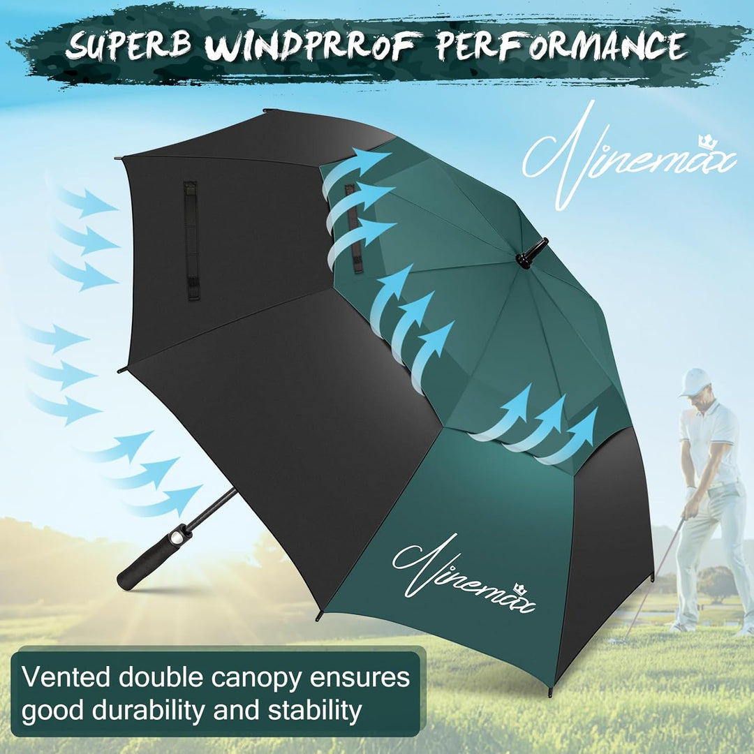 NINEMAX Golfschirm Gross 62/68 Inch Golf Regenschirm Sturmfest Automatik Öffnen Golf Regenschirm Dop