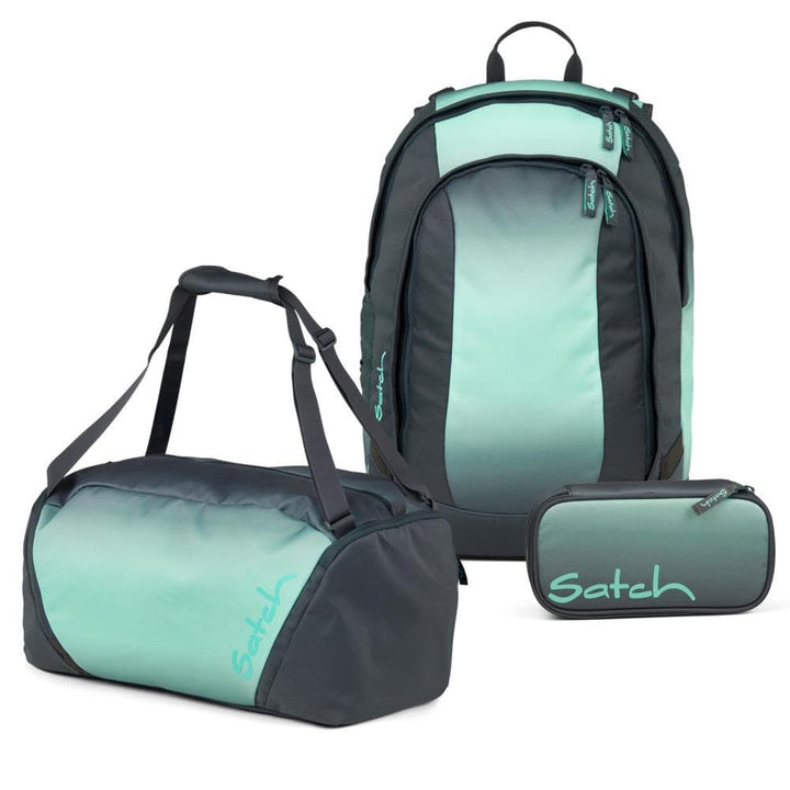 Satch Air Schulrucksack Set 3tlg. inkl. Schlamperbox und Sporttasche Gradient Mint, Gradient Mint