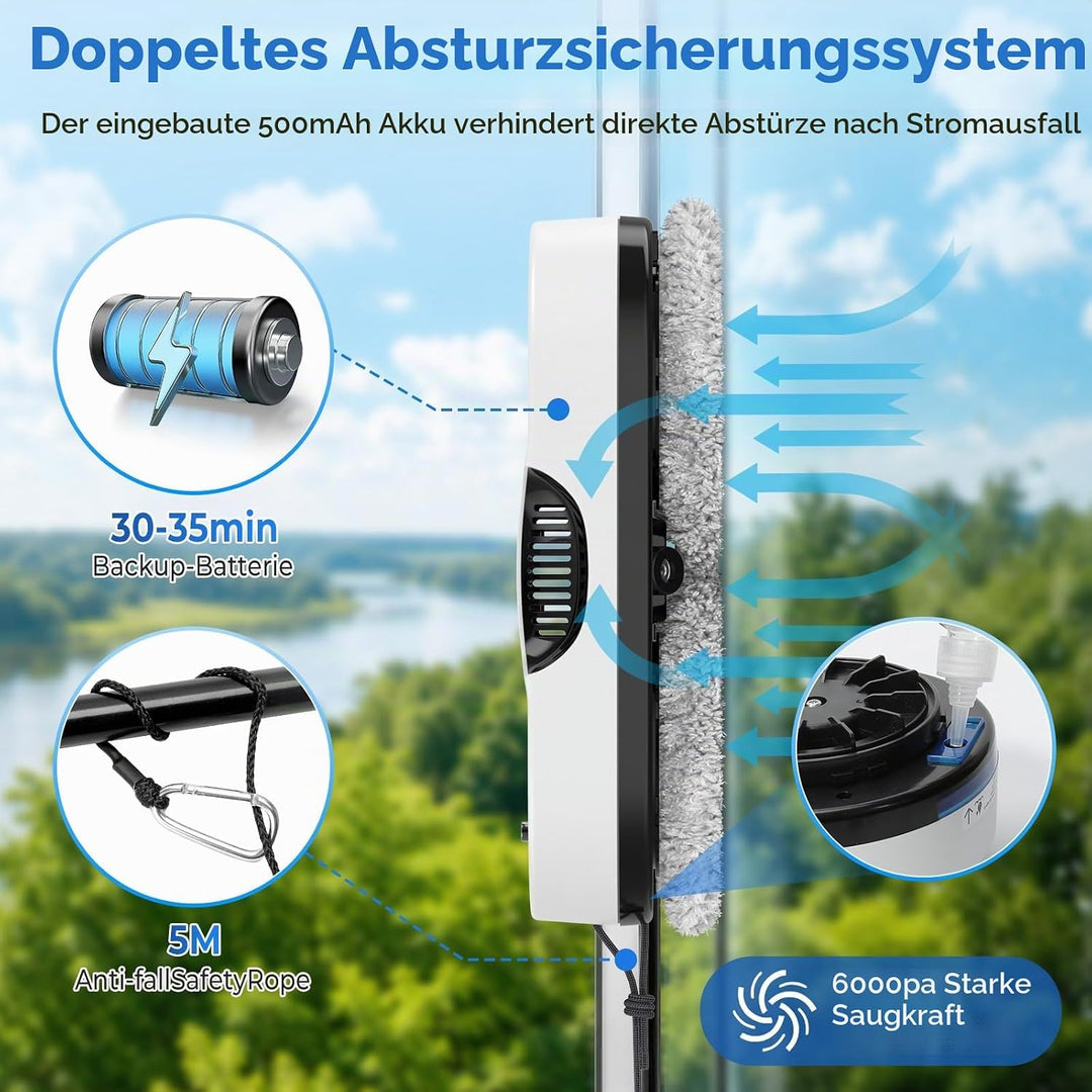 Fensterputzroboter mit 6000Pa und Doppelsprühung