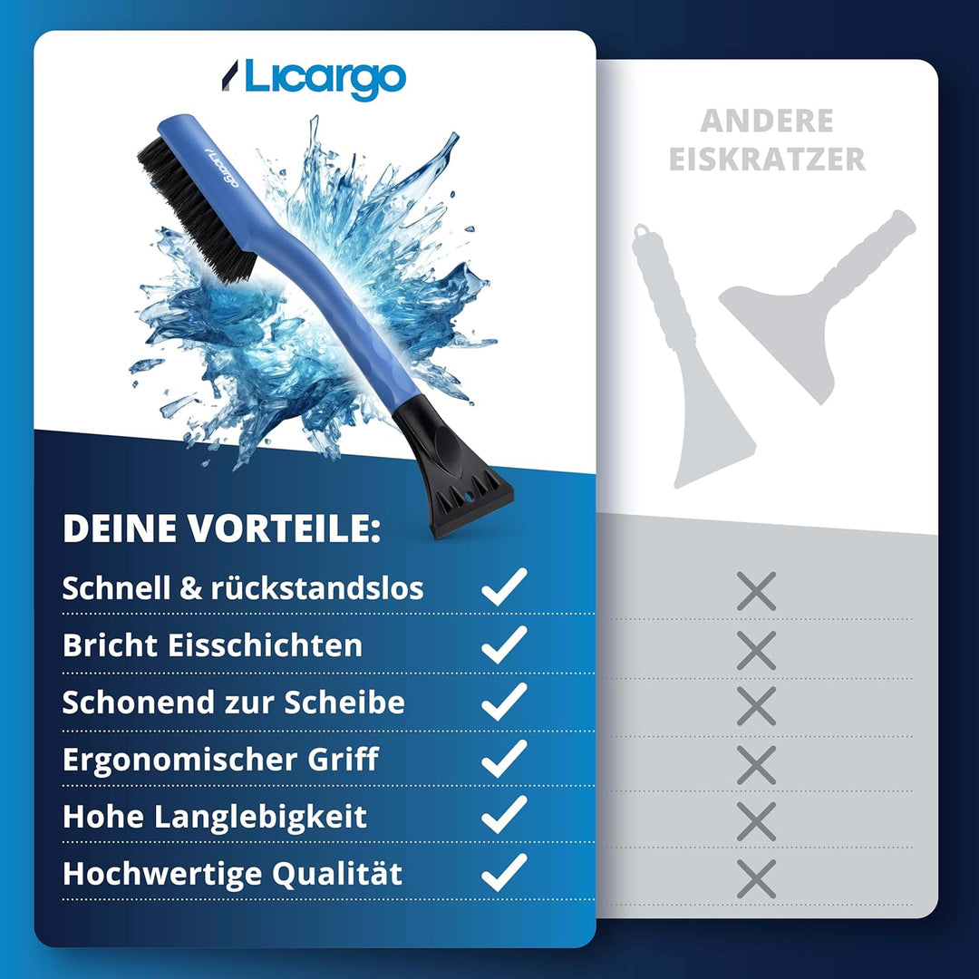 LICARGO 2X Eiskratzer Auto mit Besen 41cm - Stabil, Lang &amp; lackschonend | Made IN EU | 2in1 Schneebe