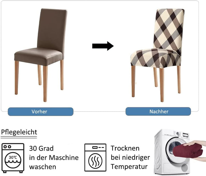 Vivi Idee Stuhlhussen 4er Set Stuhlbezug Elastische Waschbar Spannbezug für Esszimmerstühle Schwings