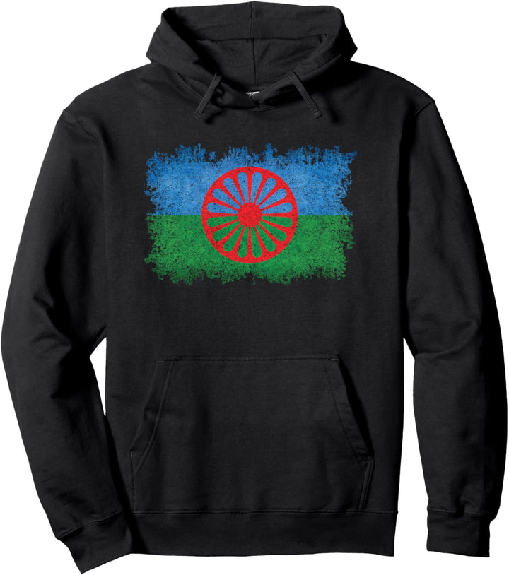 Roma-Flagge in verzweifeltem Blick Pullover Hoodie