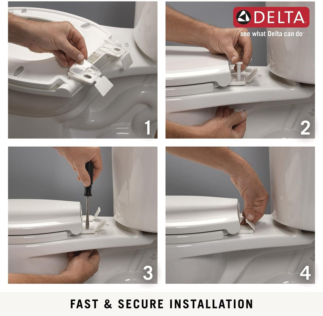 DELTA FAUCET 801903-WH Round Front Slow-Close Toilet Seat in White ROUND Langsam schliessend, ROUND