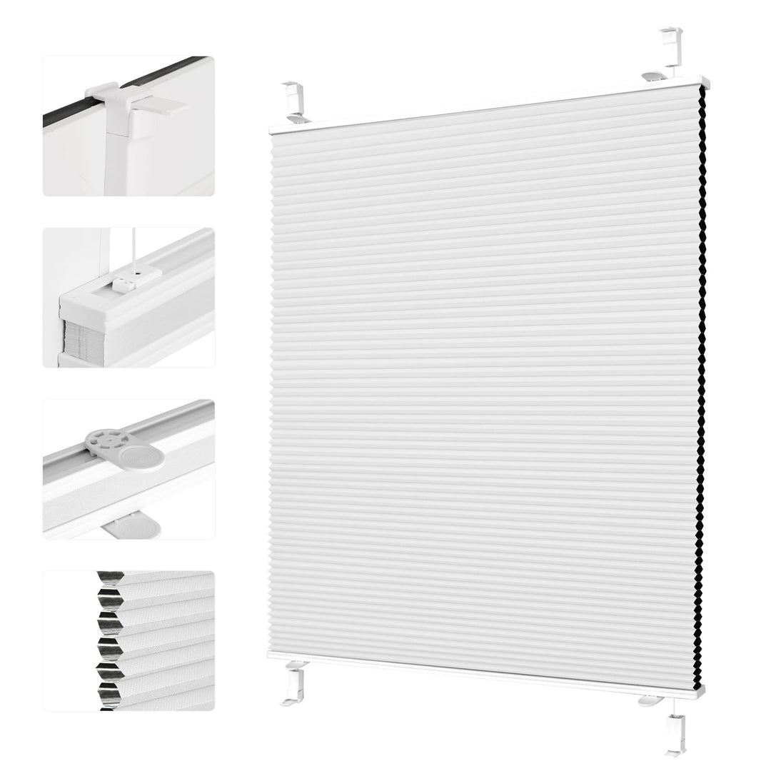 Verdunklungsplissee Wabenplissee ohne Bohren (Weiss-Wess 40x100cm) Thermo Plissee ohne Bohren verdun