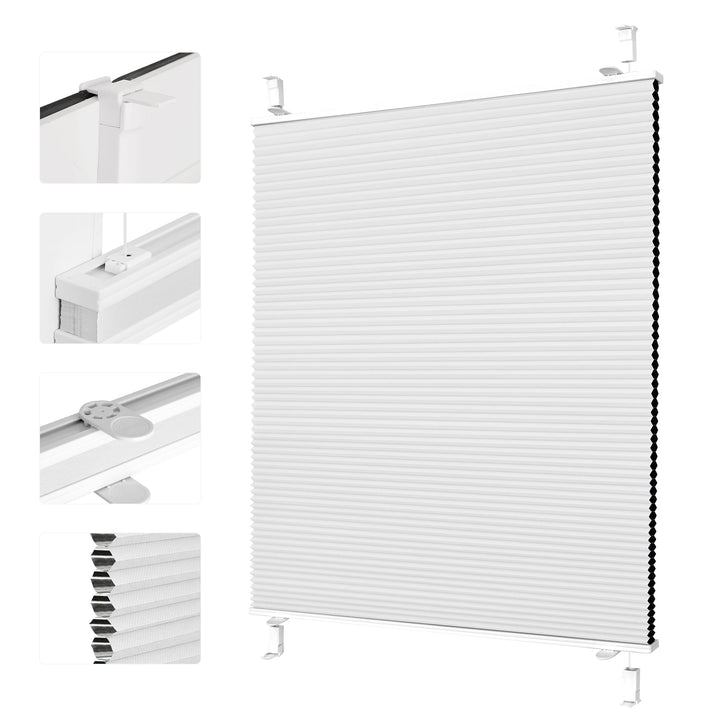 Verdunklungsplissee Wabenplissee ohne Bohren Weiss-Weiss 40x80cm(BxH) Thermo Plissee ohne Bohren ver