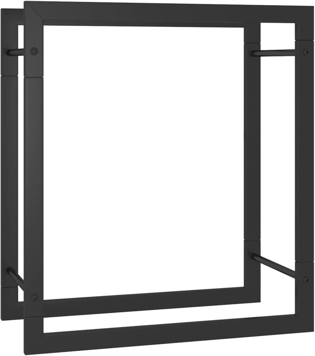 Homgoday Kaminholzregal Mattschwarz 50x28x56 cm Stahl - Feuerholzlagerung für Winterwärme Model35030