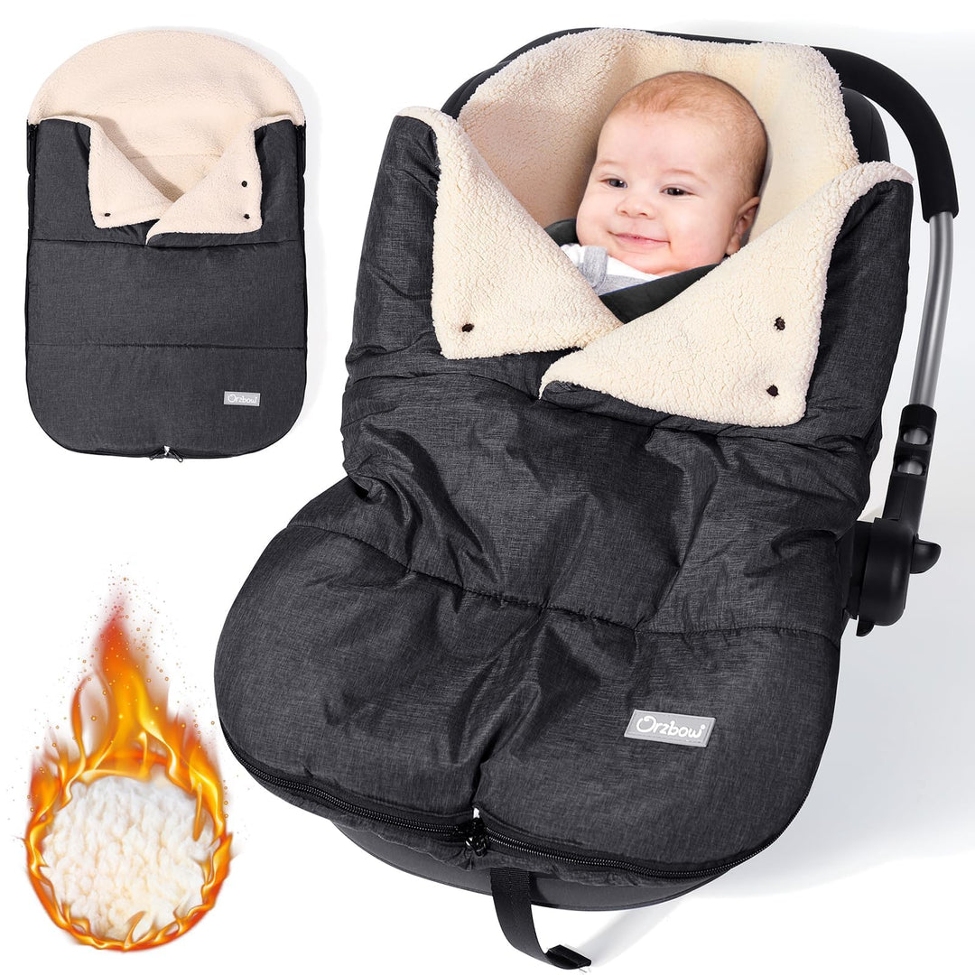 Orzbow Fusssack Babyschale Winter,Universell Einschlagdecke Babyschale mit Verstellbarem Kragen,Warm