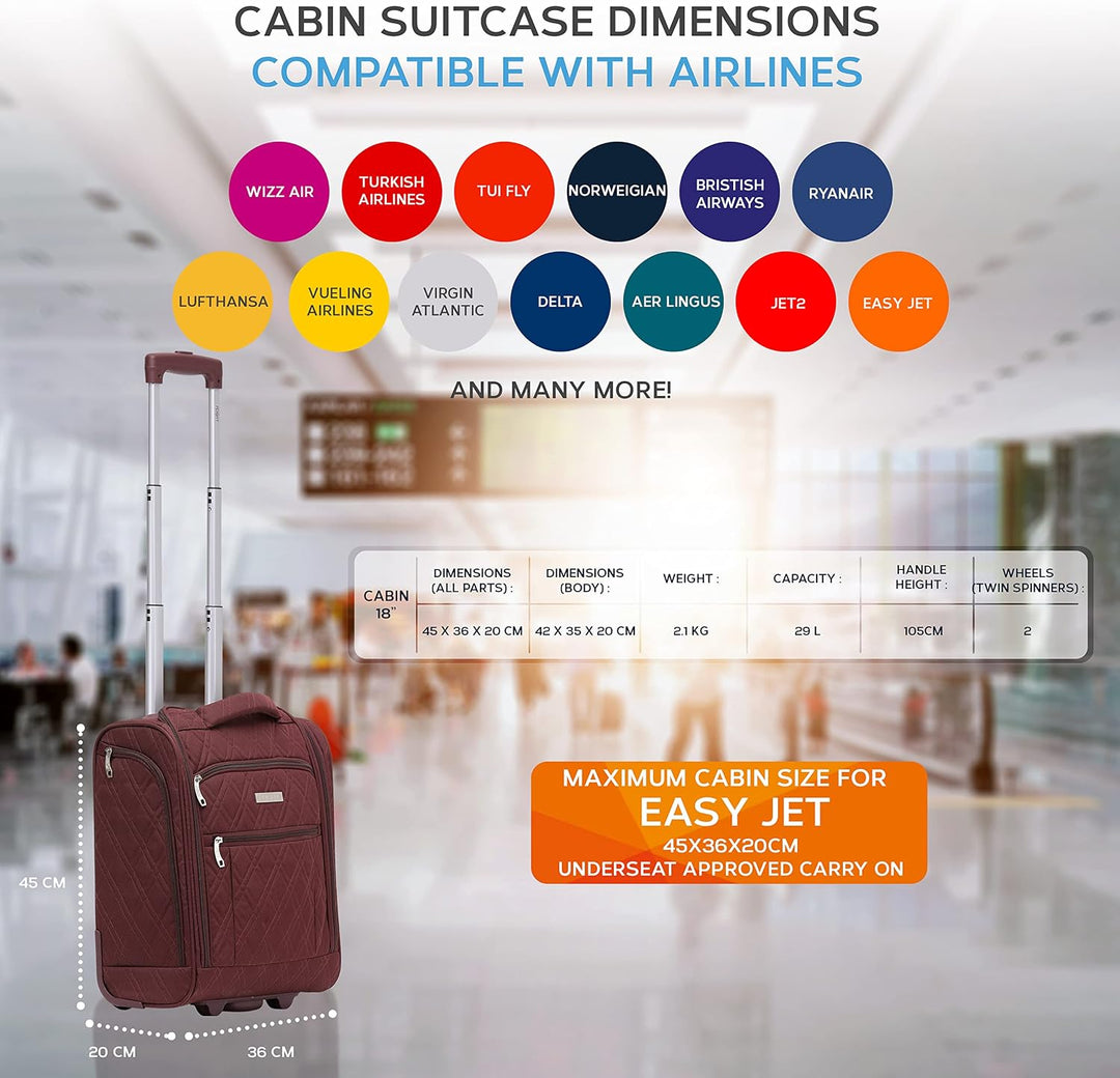 Flight Knight 45x36x20cm easyJet Underseat Carry On Non Priority Approved Handgepack Koffer - 2 Rade
