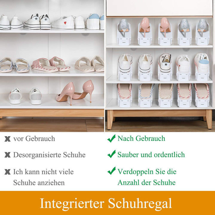 Froadp 20 Stück Einstellbare Schuhregale rutschfest Schuhhalter 3 Höhenverstellbar PP Doppelschicht