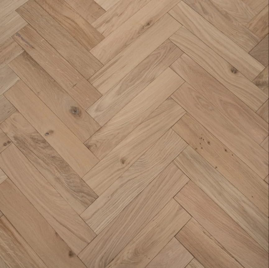 Eiche Parkett Fischgrät Naturbelassen, 14 mm x 125 mm × 600 mm, Nutzschicht 3 mm, hochwertiger Holzf