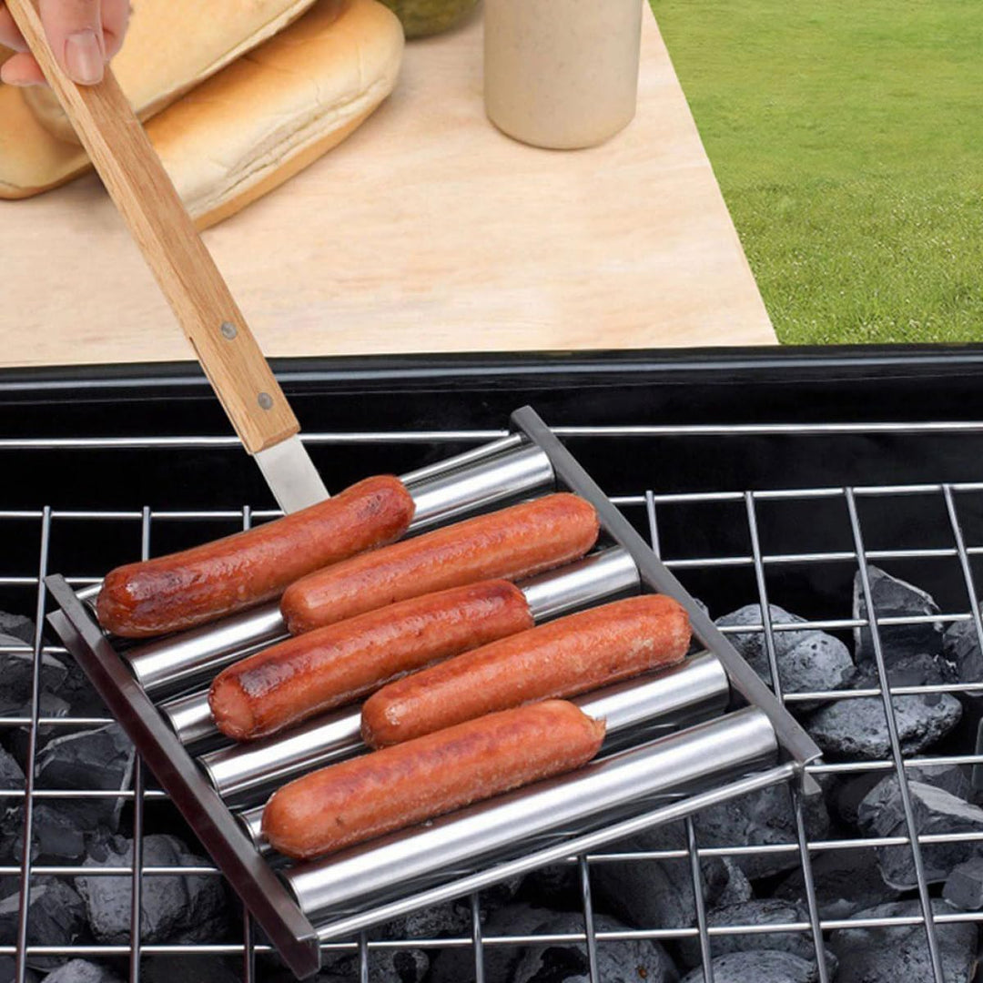 Veemoon Edelstahl Wurstrollenständer für Grill und Hot Dogs, Tragbar