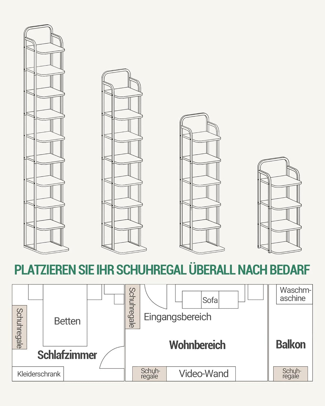 Hzuaneri Vertikales Schuhregal, 6-stöckige Schuhregale, Holz-Schuh-Organizer für Schrank, Eingang, S
