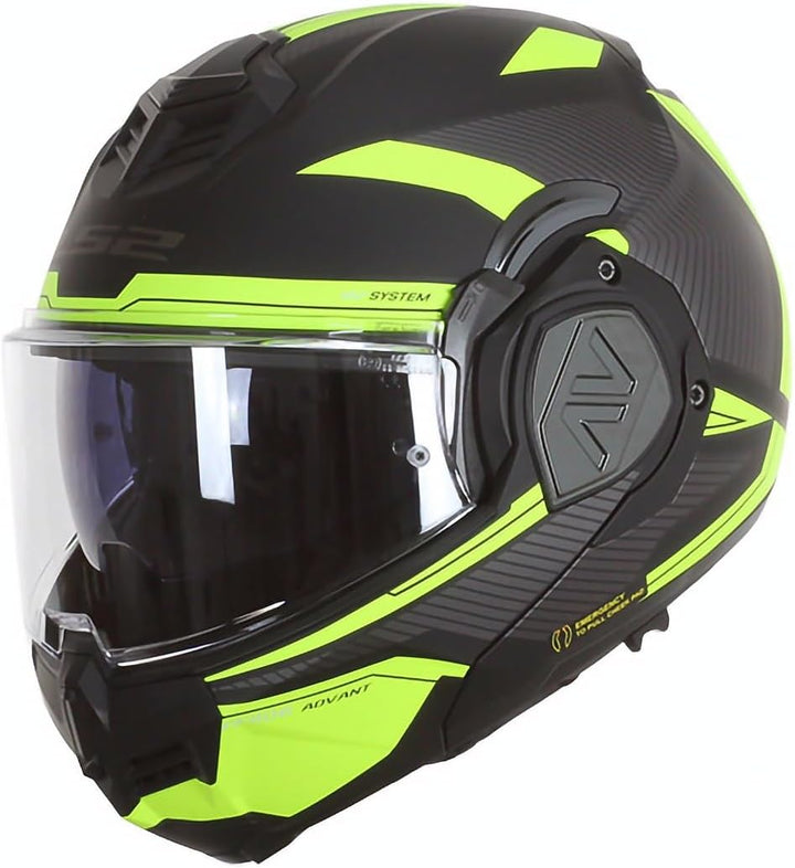 LS2, Klapphelm Motorrad ADVANT REVO Black H-V Yellow, XS, XS