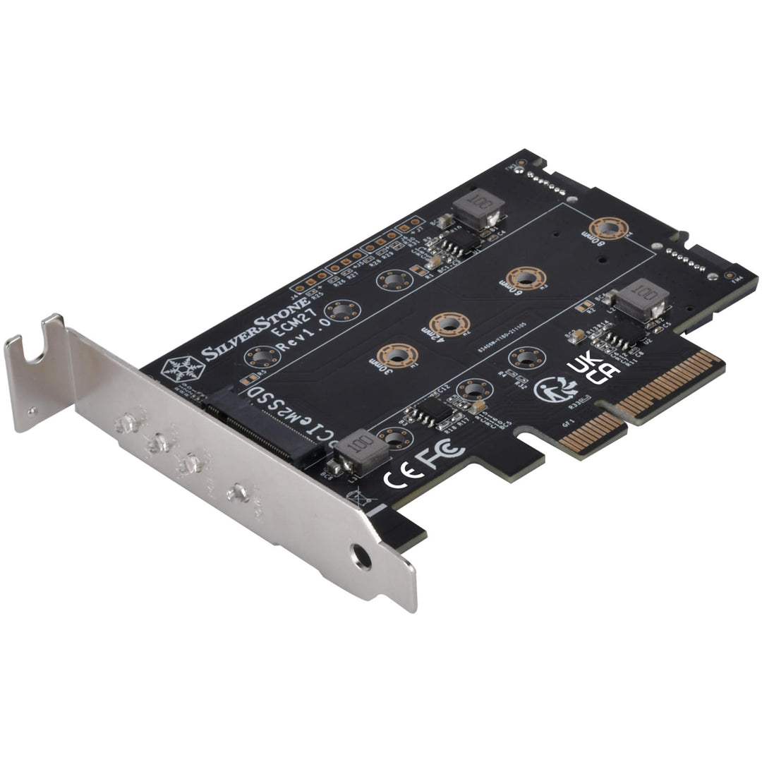 Silverstone SST-ECM27-1er-Steckplatz-NVMe-und-2er-Steckplatz -SATA-M.2-SSD-zu-PCI-E-x4-Adapterkarte