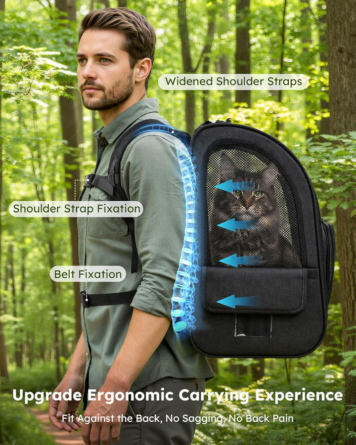 pecute Haustier Rucksack mit Netzfenster, Tragbare und Faltbare Katzentasche, Atmungsaktive und Leic
