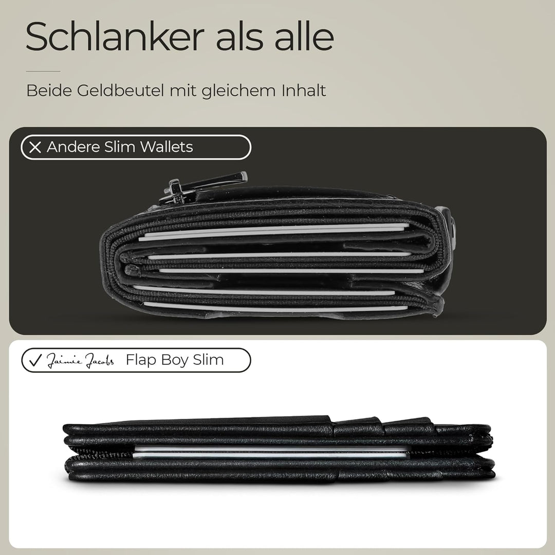 Jaimie Jacobs Flap Boy Slim ohne Münzfach Magic Wallet integrierter RFID Schutz Magischer Geldbeutel