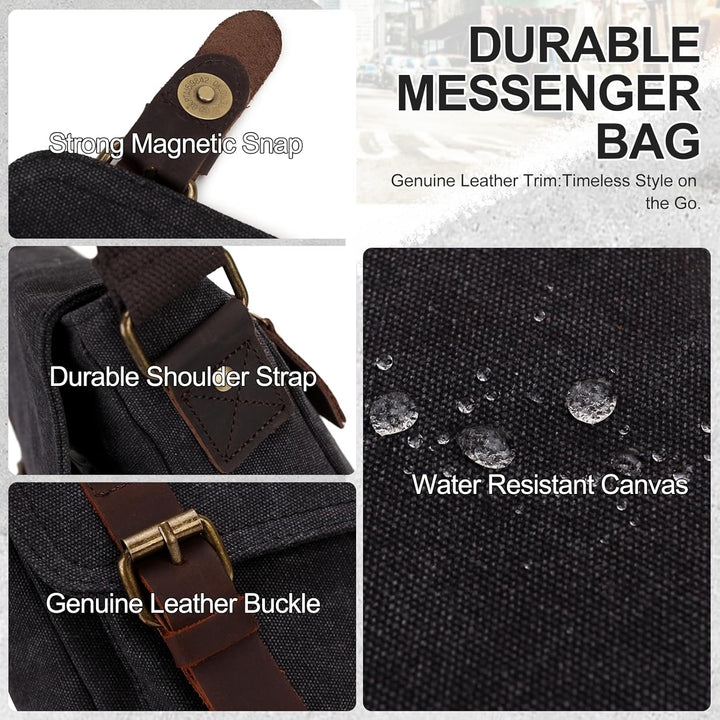 Umhängetasche Klein für Herren Canvas Messenger Bag Dunkelgrau, Dunkelgrau
