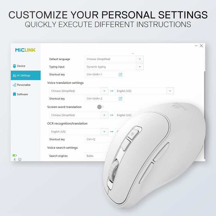 Redragon BM4195 AI Smart Kabellose Maus 2.4G BT Büro Weiss, Weiss