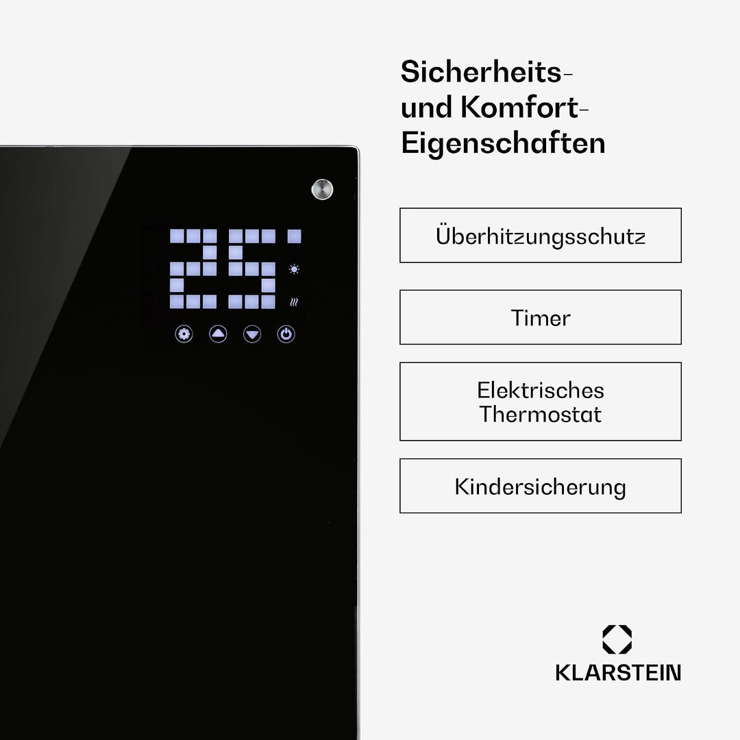 Klarstein Elektroheizung, Konvektor-Heizung mit Bodenrollen, Mobile Elektroheizung Energiesparend, L