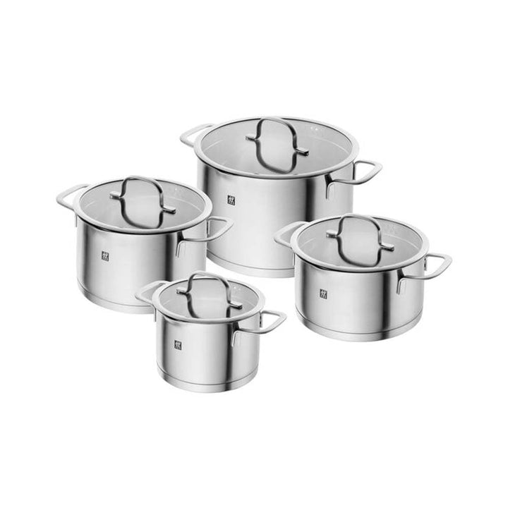 ZWILLING TrueFlow Kochtopfset, 4-teilig, Mit Ausgiessfunktion, Induktionsgeeignet, Edelstahl, Silber