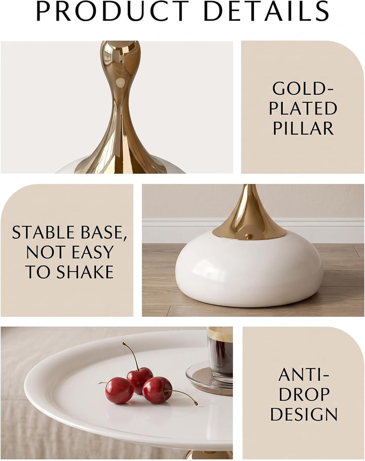 Couchtisch Beige Gold, Kleiner Couchtisch Rund Modern, Metall Beistelltisch Rund Gold, Luxus Nachtti