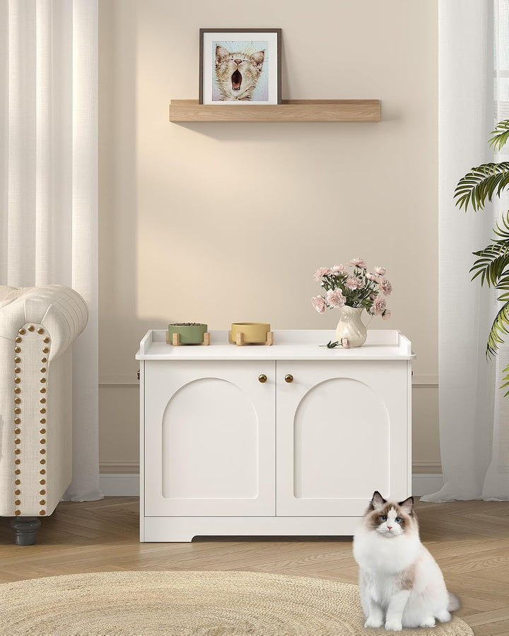 Hzuaneri Katzenschrank mit Griffen, Katzentoilette, Katzenklo Schrank, Katzenhaus mit Tür, Hölzerner