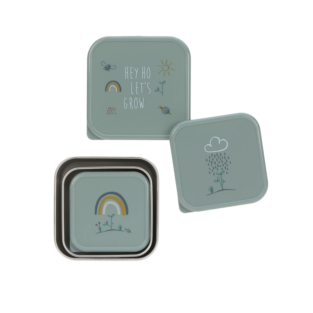 LÄSSIG Snackbox 3er Set Edelstahl 3 Stück Garden Explorer Grün, Gr&amp;