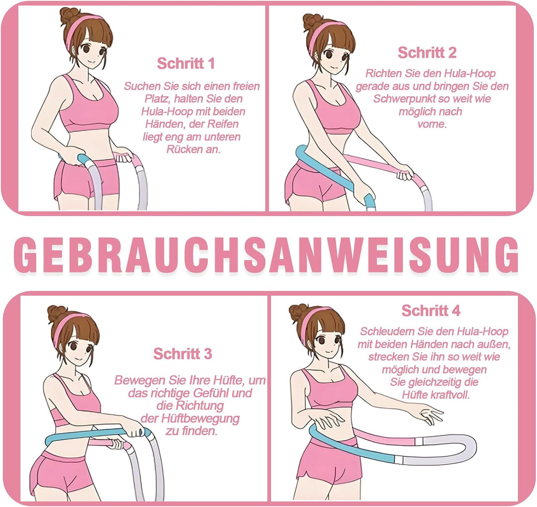 Hula Hoop Reifen Erwachsene, Weicher Hoola Hoop zum Abnehmen mit Federkern &amp; Sicherheitsseil, Komfor