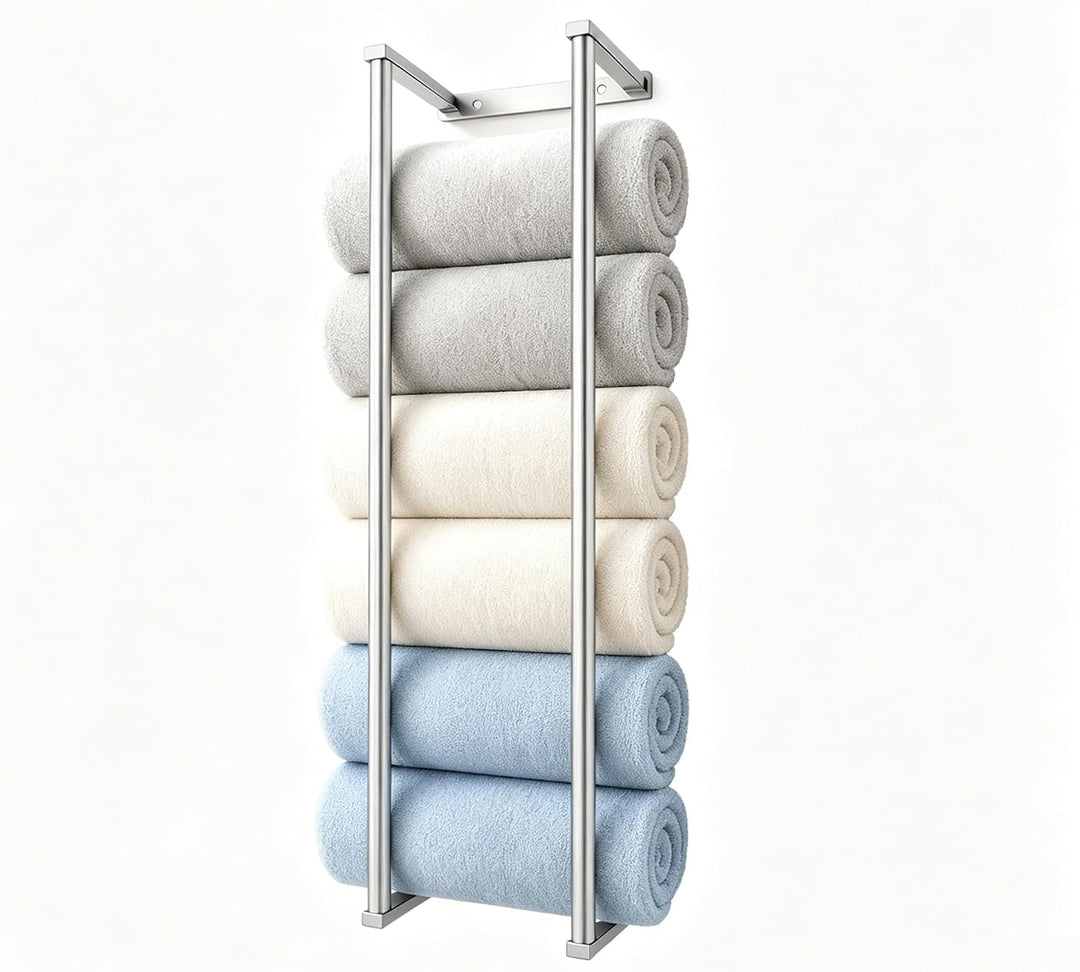 Handtuchregal Wandmontage Stahl Ablage Rollhandtücher Bad Organizer Silber, Silber