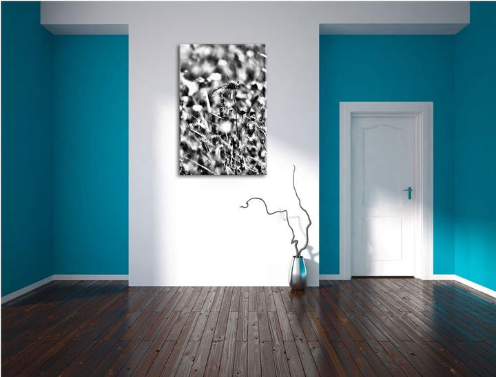 Pixxprint Bunte Gräser, Pflanzen, Natur / 100x70cm Leinwandbild bespannt auf Holzrahmen/Wandbild Kun