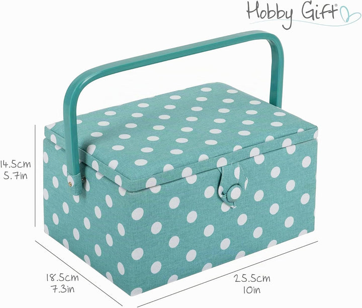 Hobby Gift Nähkästchen Mittel mit Griff - Nähkorb aus Baumwolle mit Fächern für Nähzubehör &amp; Werkzeu