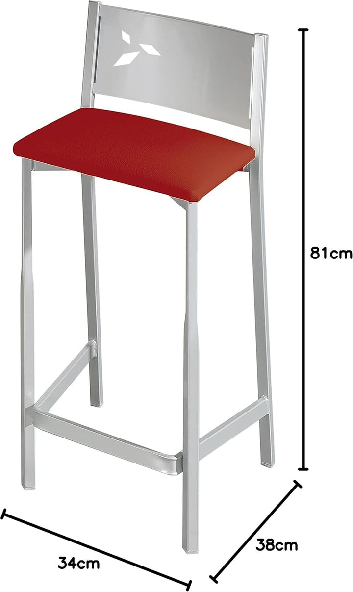 ASTIMESA Zwei Hocker für die Küche, 60 cm, Kunstleder, Rot, Rot