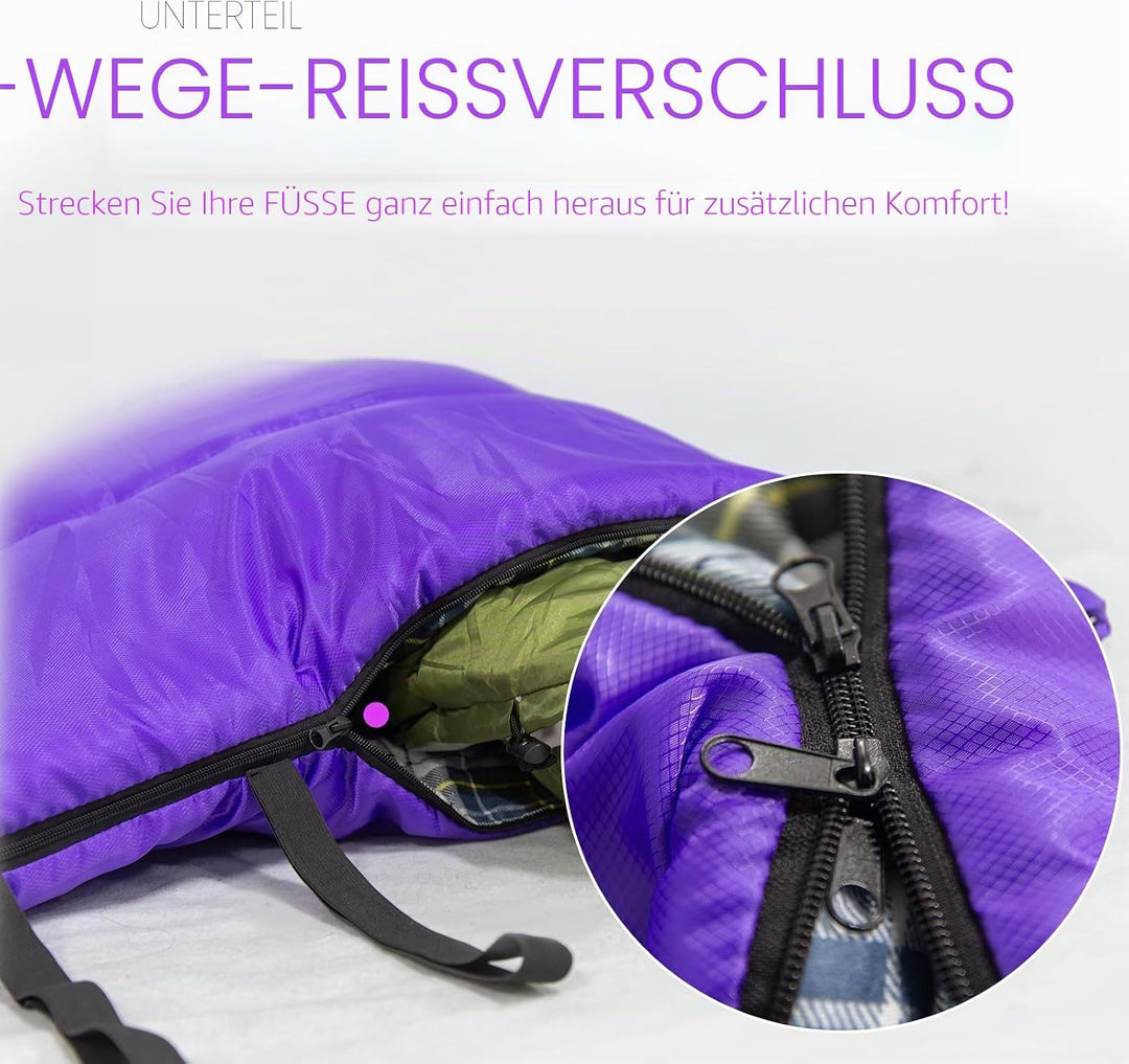 GEERTOP Schlafsack XXL 4 Jahreszeiten Flanell Campingschlafsack Übergrösse 220x100cm für Erwachsene