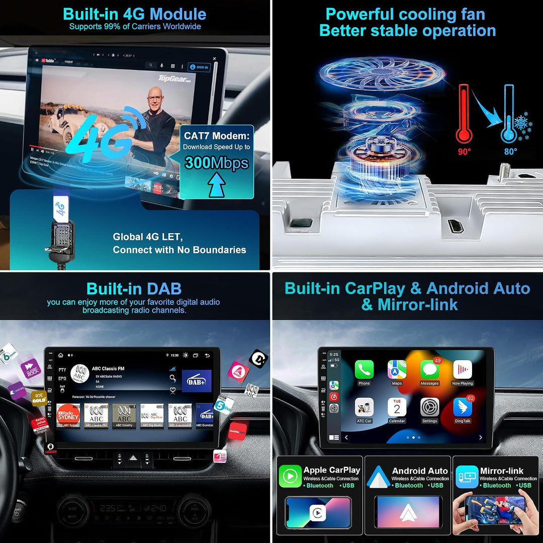 Eingebaut 4G LTE &amp; DAB | Android 15 QLED Autoradio für Toyota RAV4 (2013-2018)| 6G+128G | Carplay An