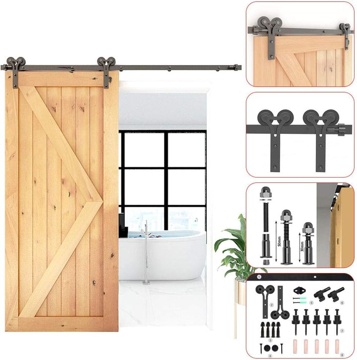CCJH Schiebetüren Schiebetürsystem, 6FT (183cm) Laufschiene Schiebetuer Y Form Rolle Set fuer Schieb