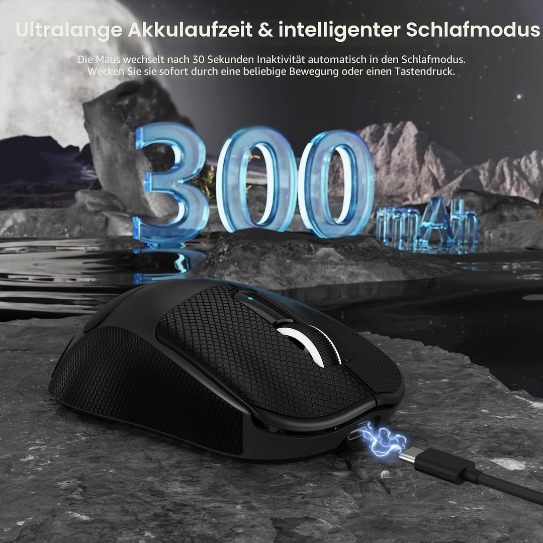 MAMBASNAKE M3 39g SUPERLEICHTE Kabellose Gaming-Maus mit Spiralkabel, PixArt PAW3395PRO-Sensor, Bis