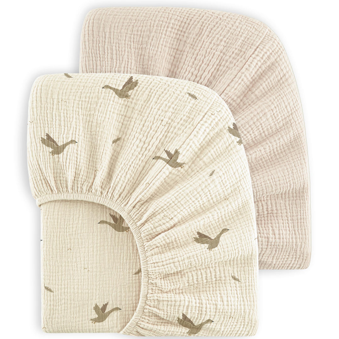 Bearmoss 2er Set Kinder Spannbettlaken,Musselin-Bettlaken 100% Baumwolle Baby-Bettlaken 60x120cm/140
