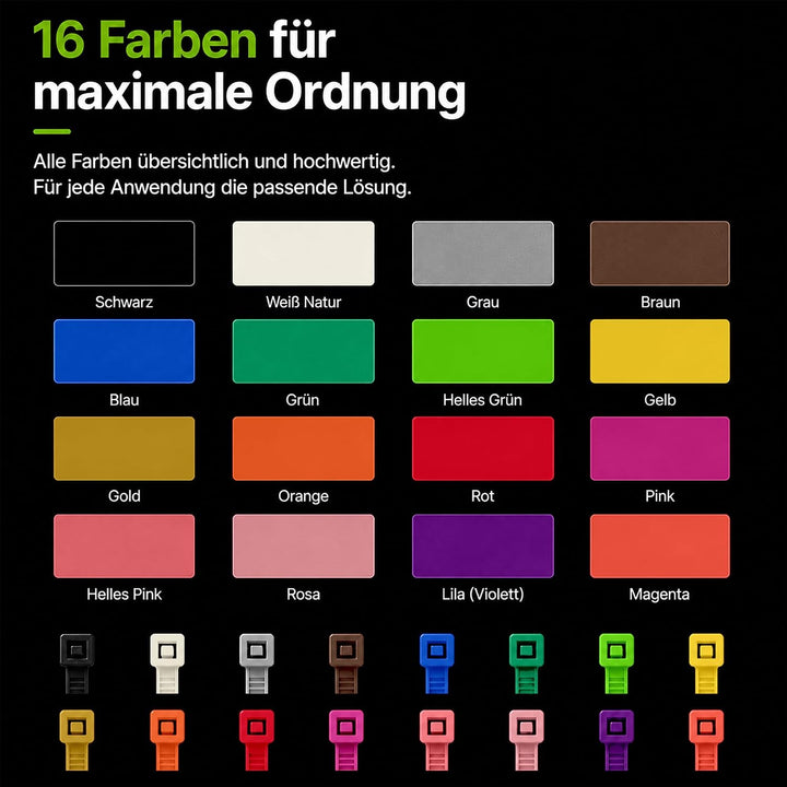 BeBo Kabelbinder Pink 9.0 x 610 mm I 100 Stück stabil &amp; vielseitig für den Innen &amp; Aussenbereich I e