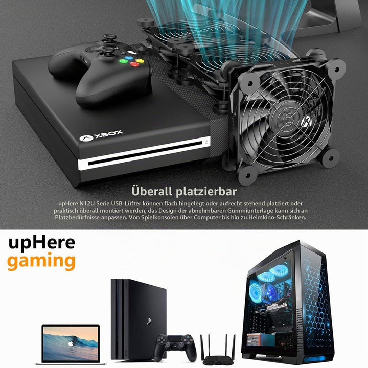 120mm USB PC-Lüfter,5V Gehäuselüfter mit Netzstecker &amp; Stufenlosem Regler Minimalistisch Leise Prakt